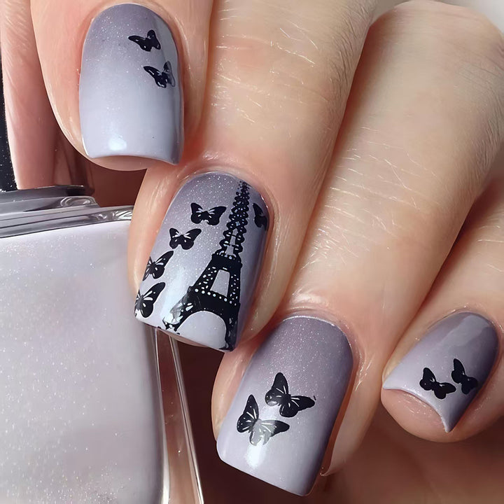 Artificial nails with Paris motif and butterflies Kalsten