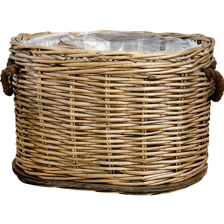 Rustic laundry basket with decorative handles Kalsten