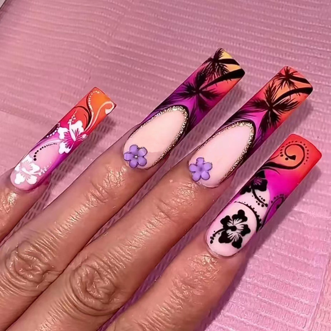 Tropical Floral Nail Art Extensions Kalsten