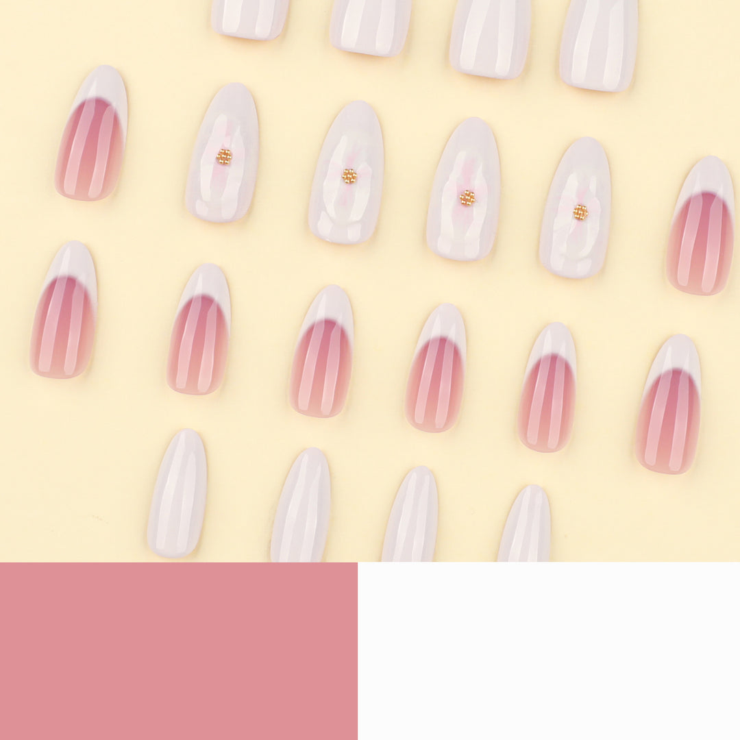 Artificial nails with flower accents and French tip Kalsten