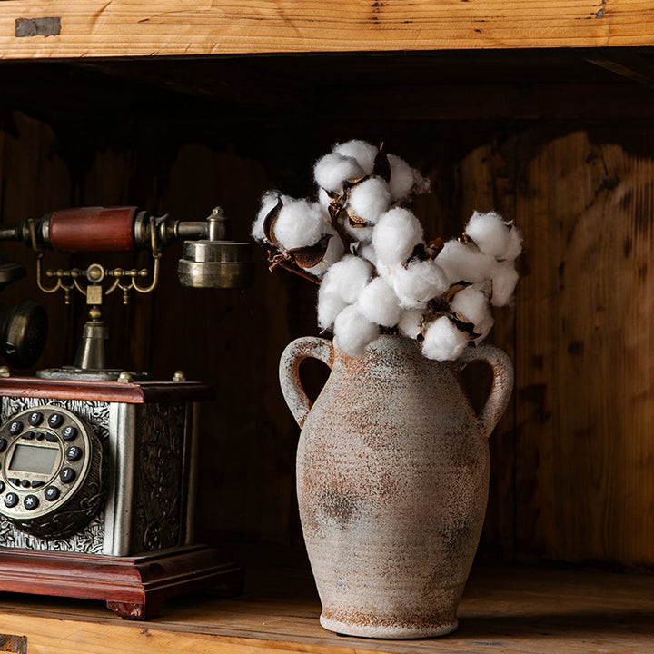 Rustic ceramic vase with handles Kalsten