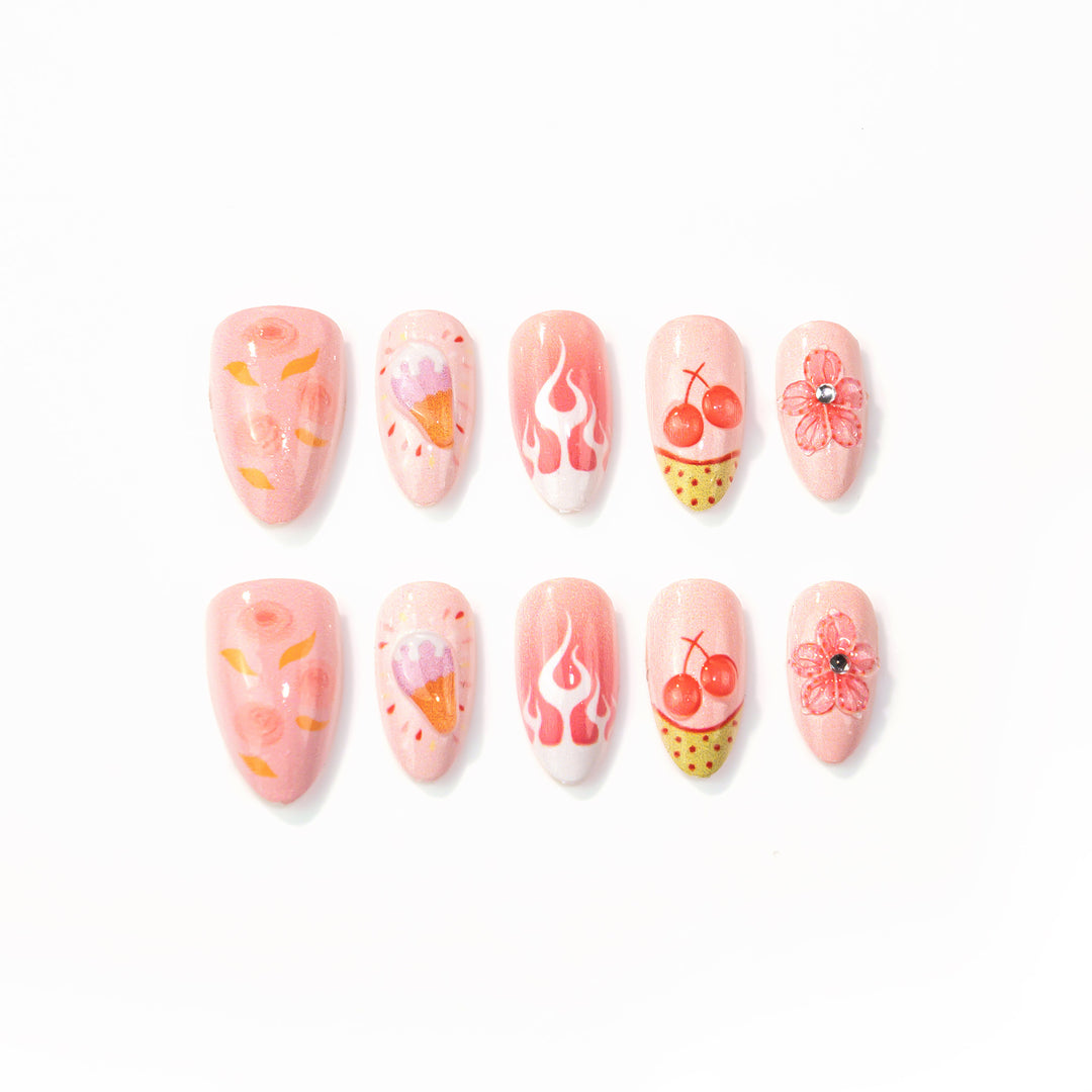 Artistic Dessert-Themed Press-On Nail Art Kalsten
