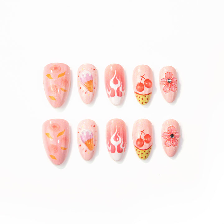 Artistic Dessert-Themed Press-On Nail Art Kalsten