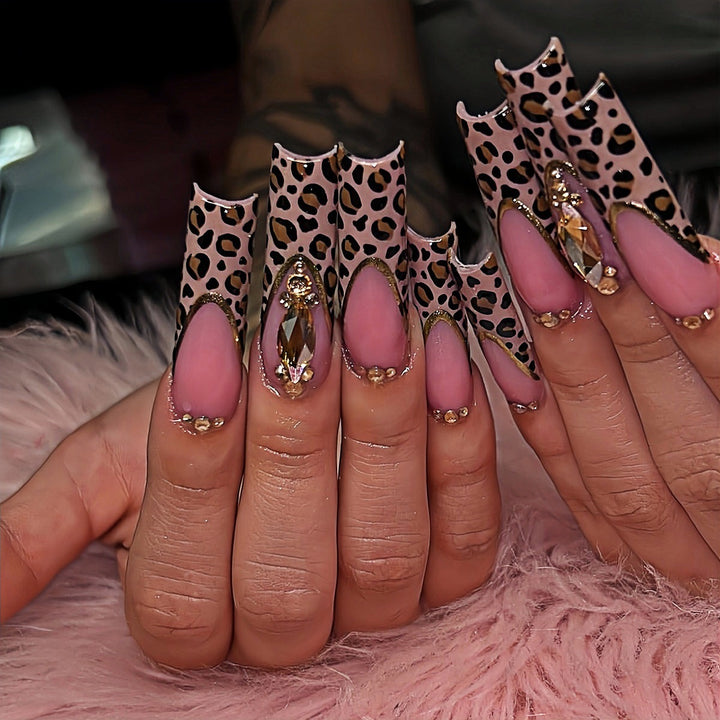 Elegant Leopard Print Press-On Nail Extensions Kalsten