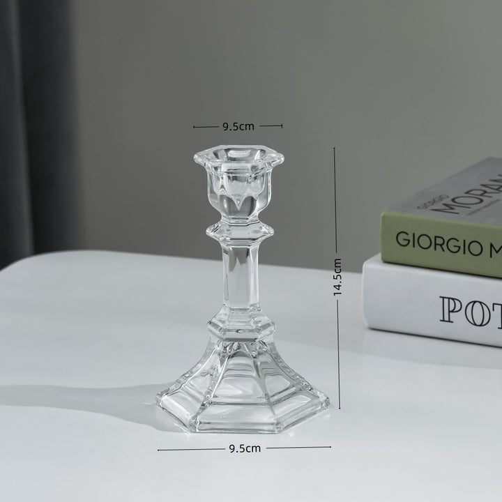 Pressed Crystal-Style Ribbed Glass Taper Candle Holder Kalsten