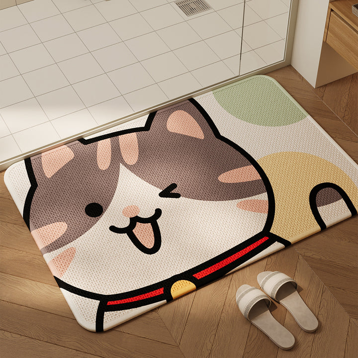 Decorative Cat-Themed Bath Mat Kalsten