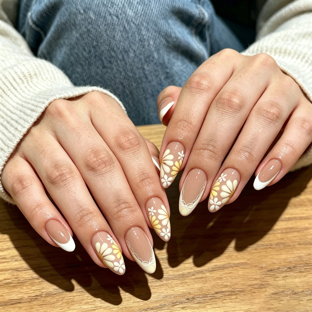 Floral French Tip Nail Art Enhancements Kalsten 1789915430