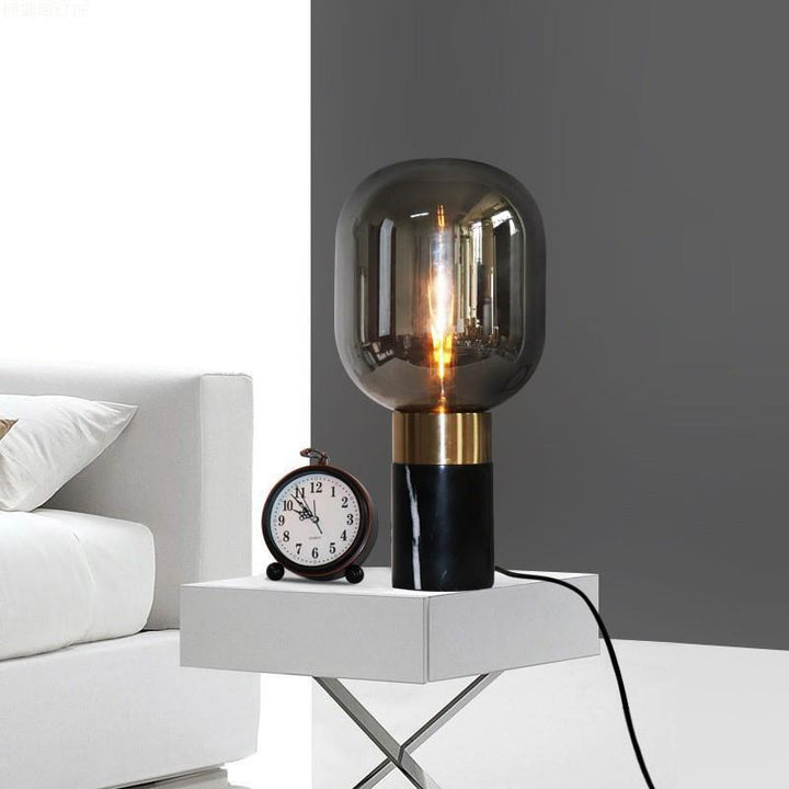 Contemporary Glass Table Lamp with Metallic Base