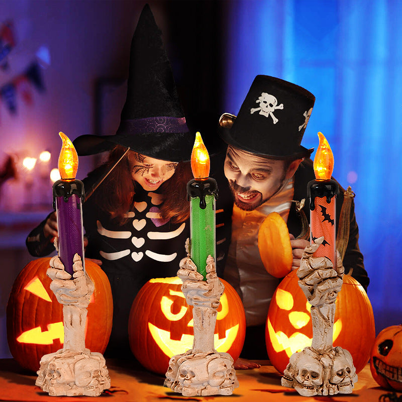 Spooky Candle Holder with Skeleton Hand Base Kalsten
