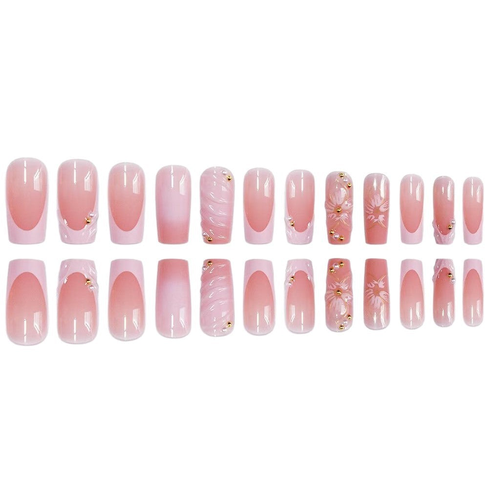 Elegant Floral Decorated Press-On Nails Kalsten
