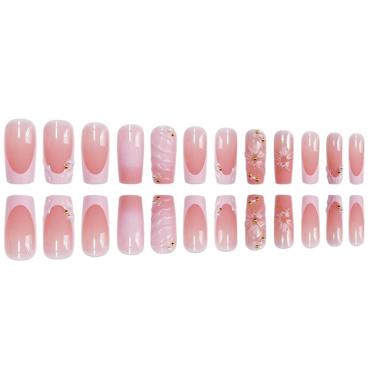 Elegant Floral Decorated Press-On Nails Kalsten