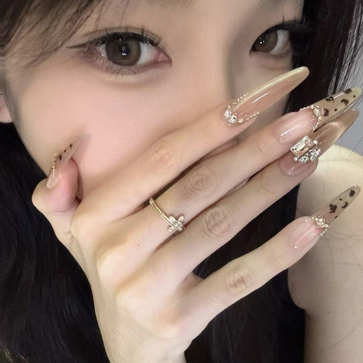 Glamorous Crystal-Studded Stiletto Press-On Nails Kalsten