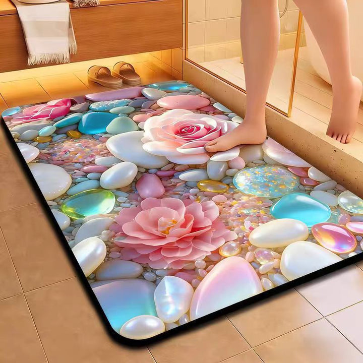 Decorative Floral Pattern Bath Mat Kalsten