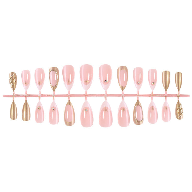 Elegant artificial nail set with golden accents Kalsten