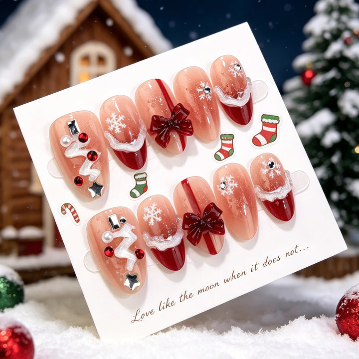 Decorative Holiday-Themed Press-On Nail Art Set