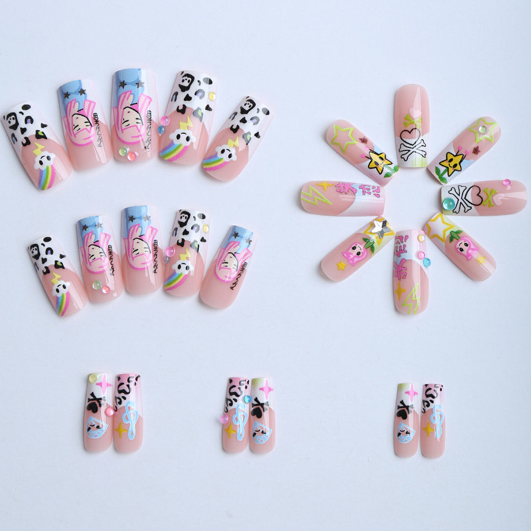Artificial nails with colorful design Kalsten