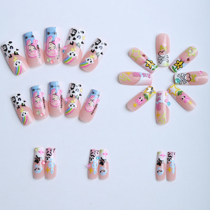 Artificial nails with colorful design Kalsten