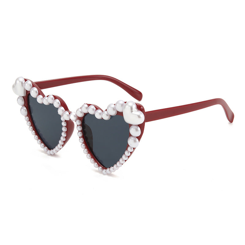Heart-Shaped Pearl Accented Sunglasses