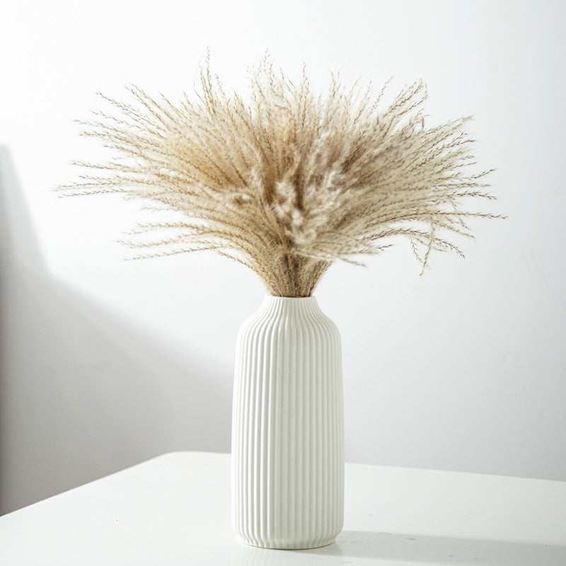 Elegant Ribbed Ceramic Decorative Vase Kalsten