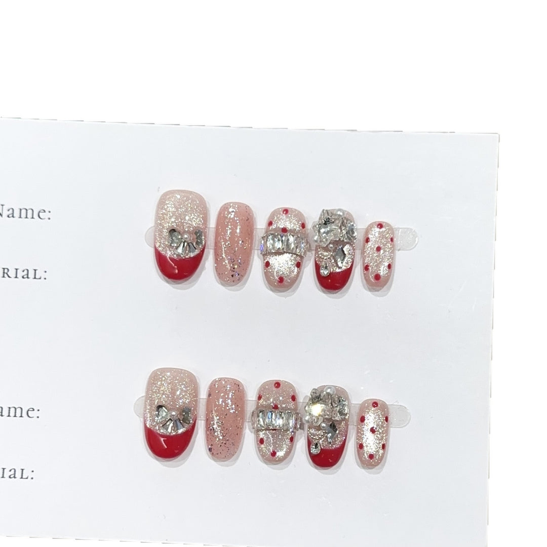 Stylish Rhinestone-Embellished Press-On Nail Set