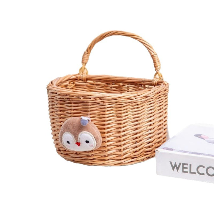 Decorative Woven Storage Basket with Plush Animal Kalsten