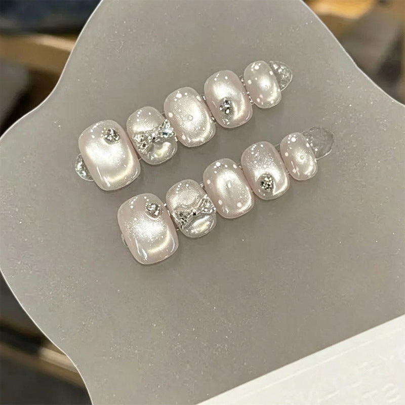 Artificial nail set with elegant glitter and crystal decorations Kalsten