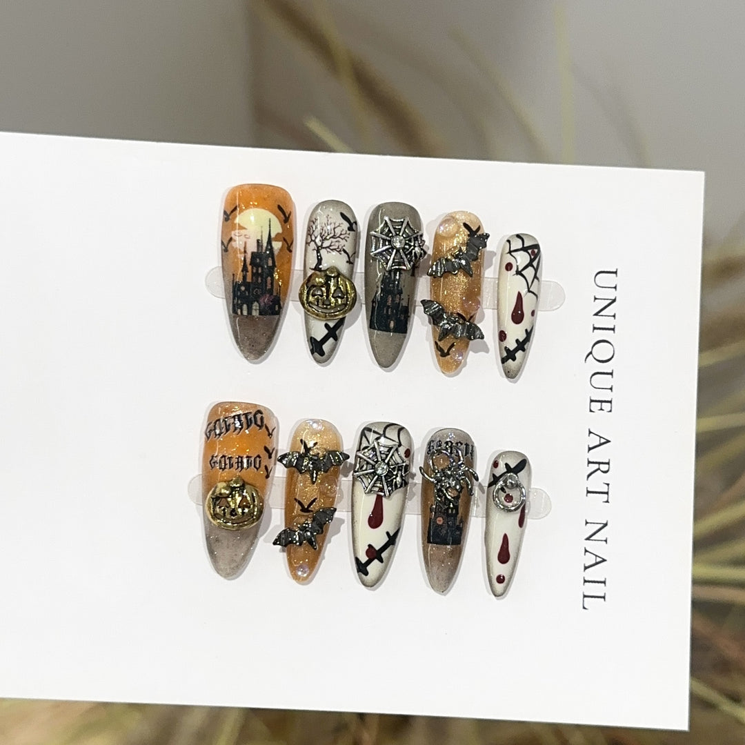 Gothic-Inspired Themed Press-On Nail Art Set