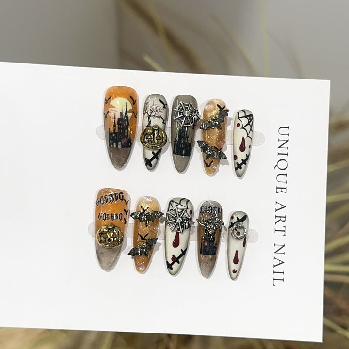 Gothic-Inspired Themed Press-On Nail Art Set