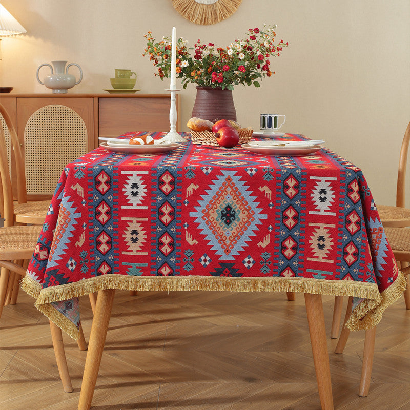 Bohemian Fringed Tablecloth