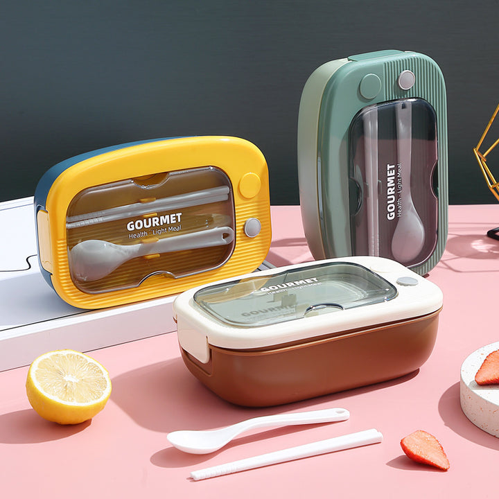 Multi-Compartment Meal Prep Box with Integrated Utensils
