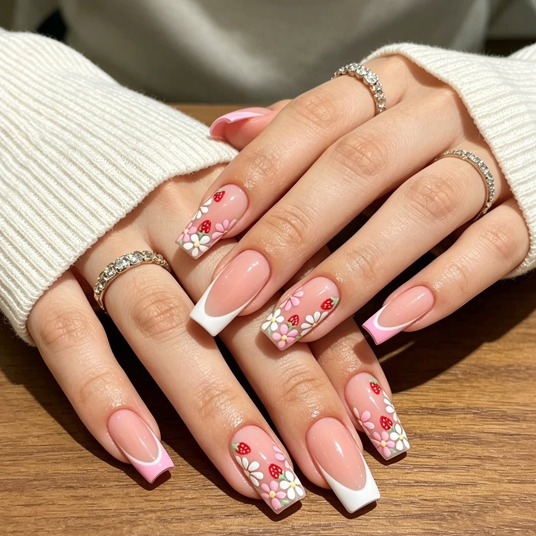 Floral Art Acrylic Nail Extensions Kalsten