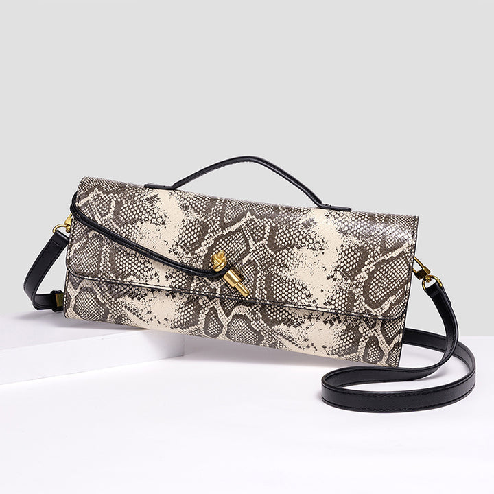 Elegant Textured Snakeskin Evening Clutch Kalsten