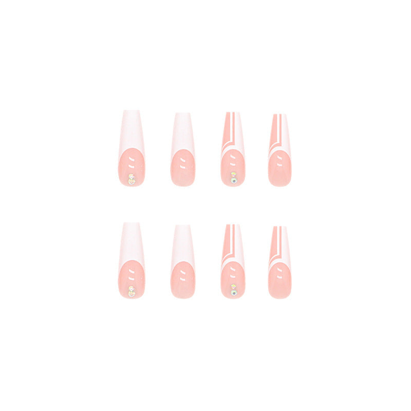 Artificial nails with elegant geometric designs and glossy finish Kalsten