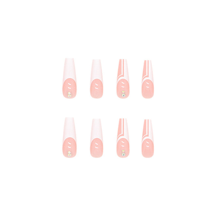 Artificial nails with elegant geometric designs and glossy finish Kalsten
