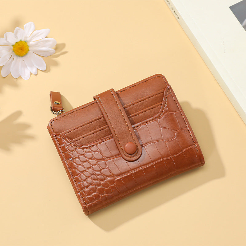 Compact Crocodile-Texture Zip Card Wallet Kalsten