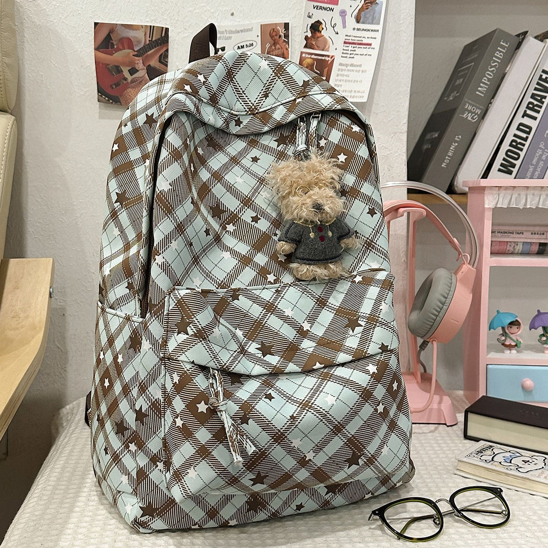Backpack with Fashionable Check Pattern and Practical Compartments Kalsten