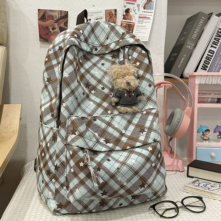 Backpack with Fashionable Check Pattern and Practical Compartments Kalsten