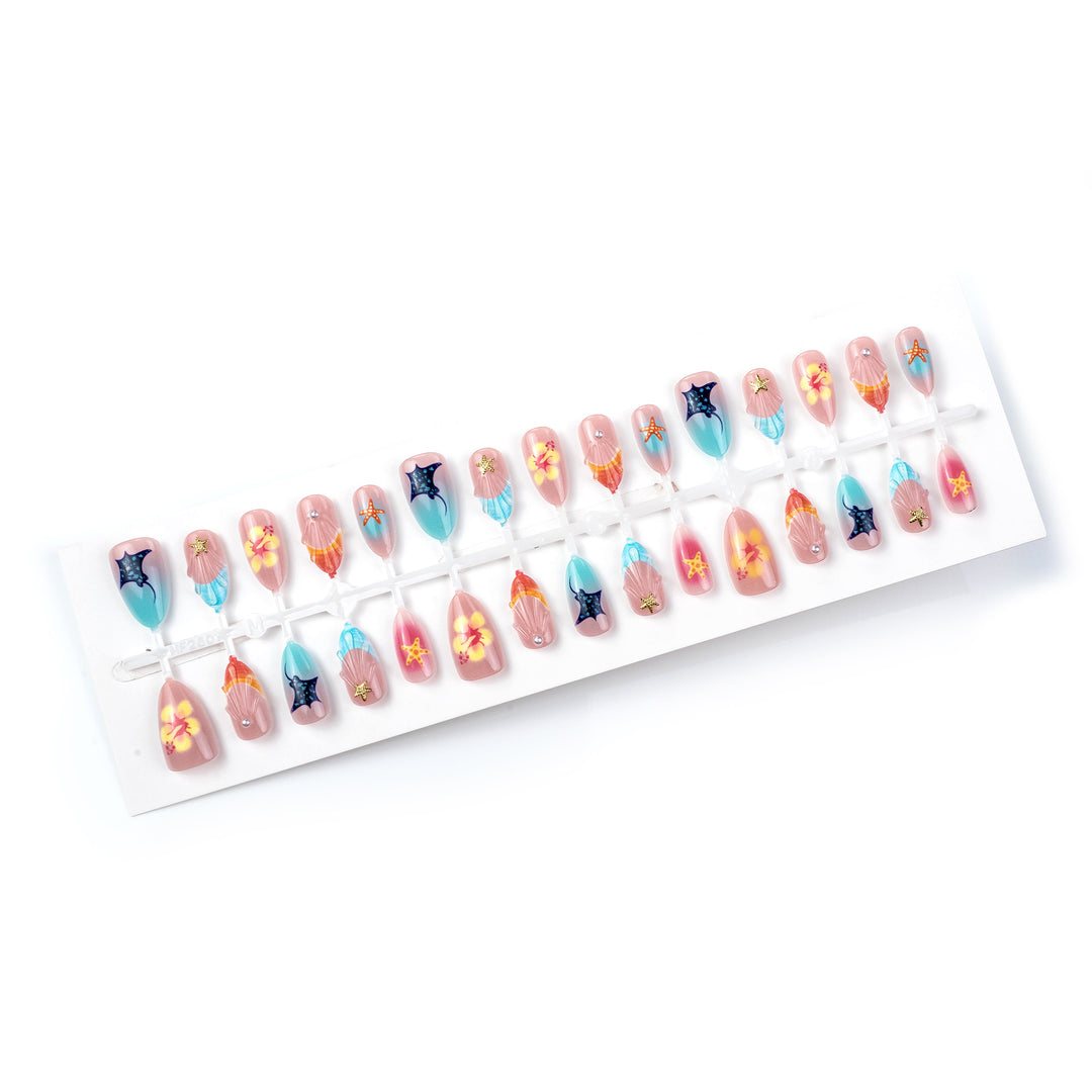 Artistic Ocean-Inspired Press-On Nail Art Set Kalsten