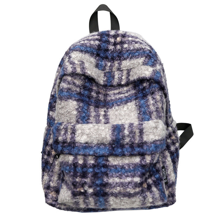 Cozy Fleece Checkered School Backpack Kalsten