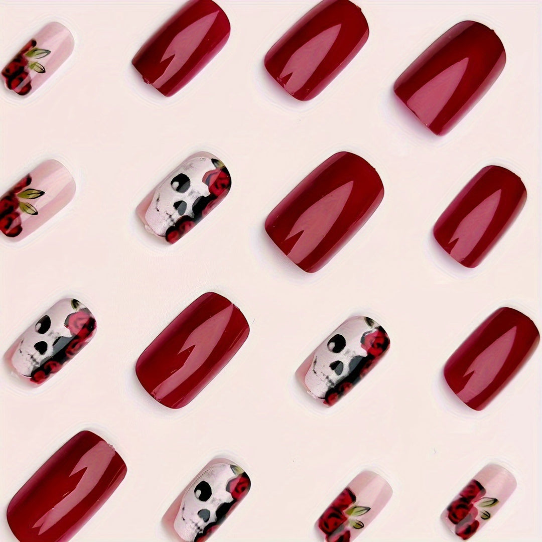 Artificial nails with skull and rose design Kalsten