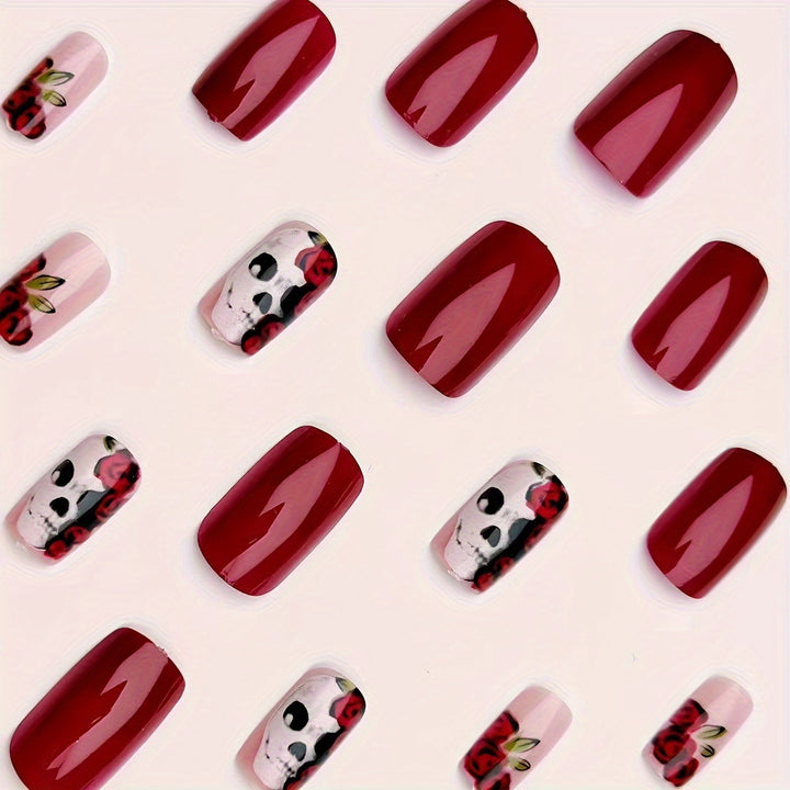 Artificial nails with skull and rose design Kalsten