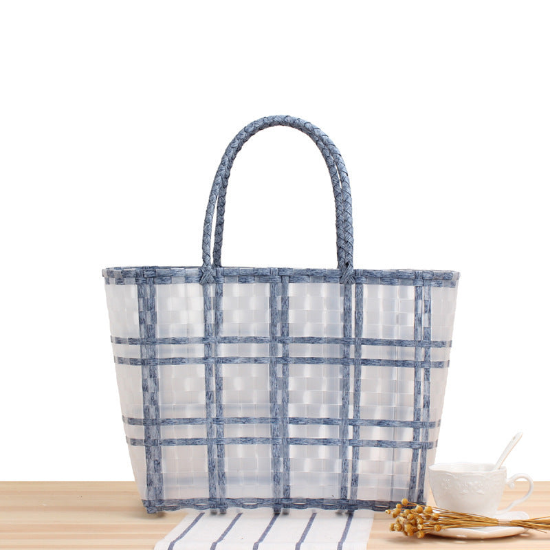Tote bag with transparent window and braided handles Kalsten