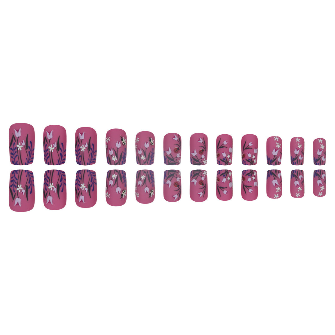 Floral-Design Matte Press-On Nails Kalsten
