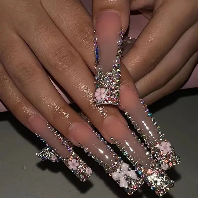 Ornate Butterfly-Inspired Acrylic Nail Extensions Kalsten
