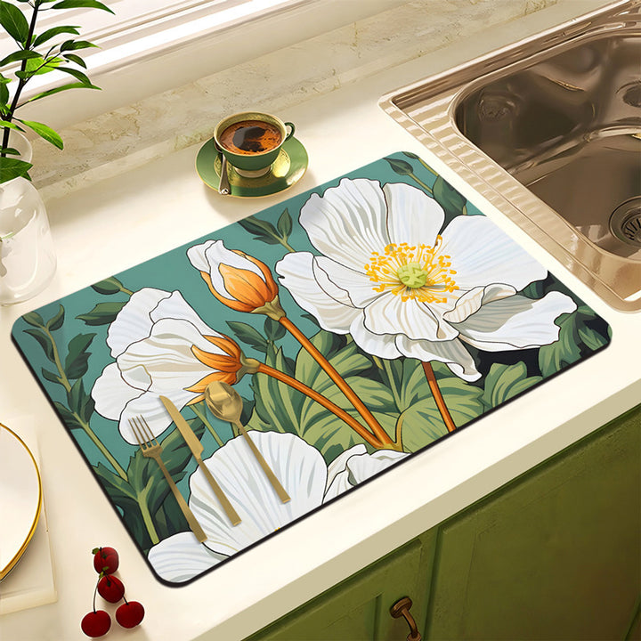 Decorative Floral Kitchen Mat