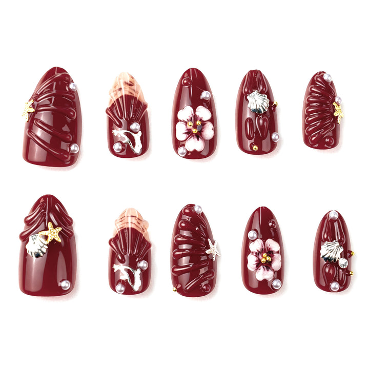 Premium artificial nails with floral and maritime motifs Kalsten