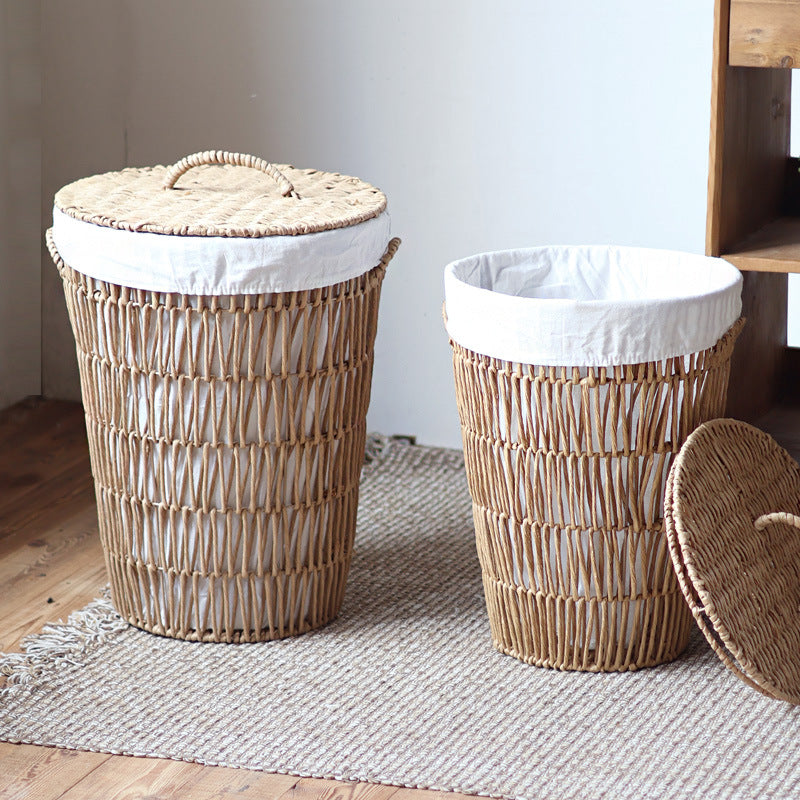 Rustic laundry basket with lid Kalsten