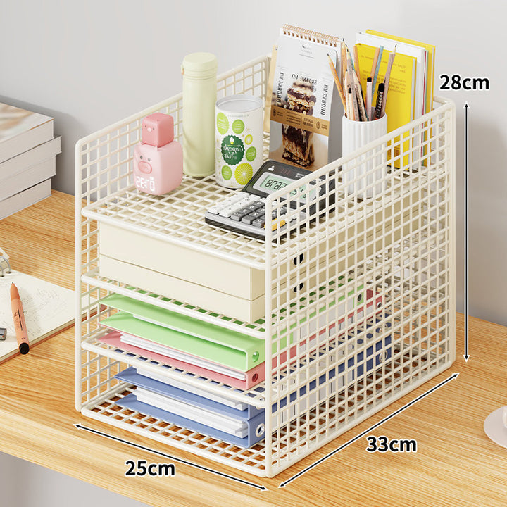 Mesh Two-Tier Desktop Document and Stationery Organizer