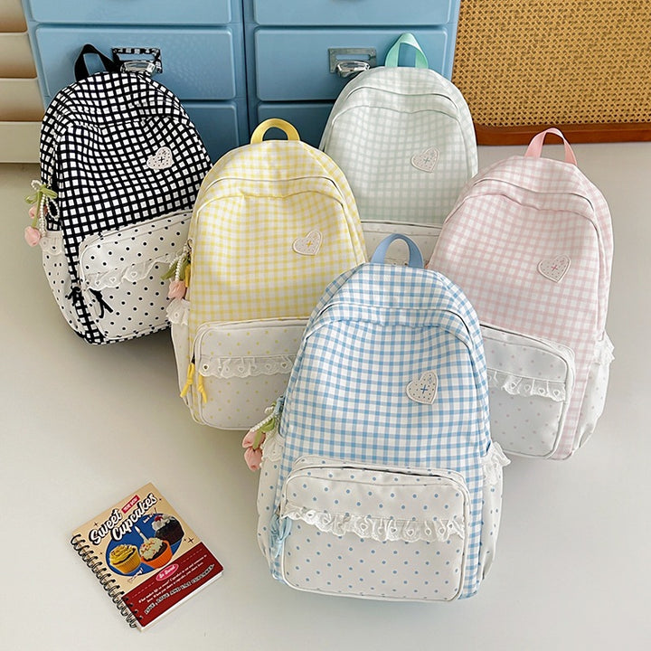 Stylish Gingham Patterned Backpack Kalsten