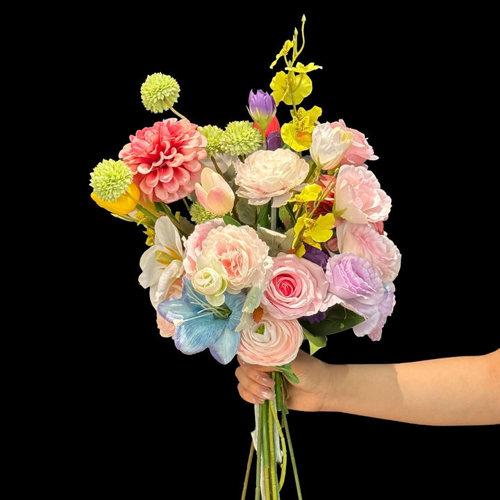 Lifelike Multi-Bloom Floral Bouquet